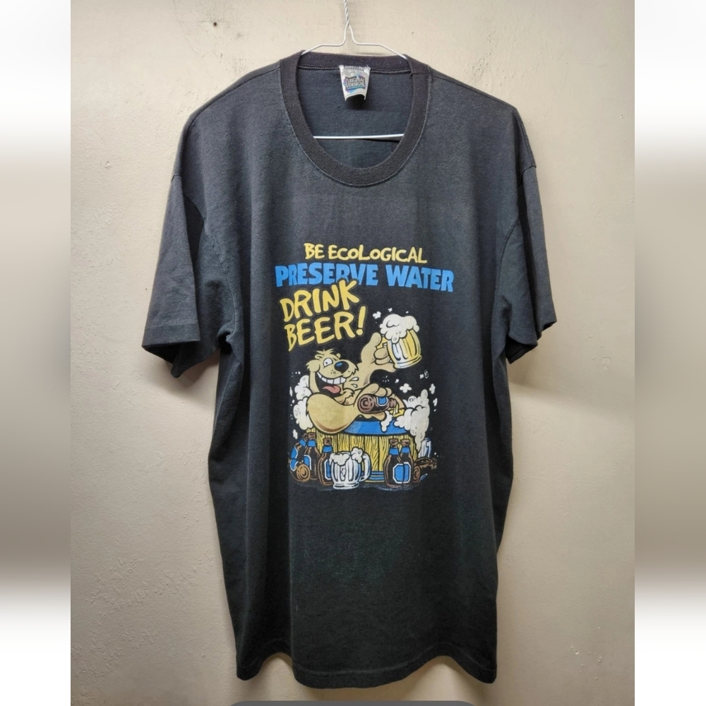 Preserve water drink beer vintage original design t-shirt xl mens funny humor